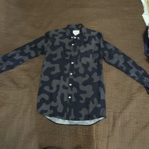 Navy camouflage button down